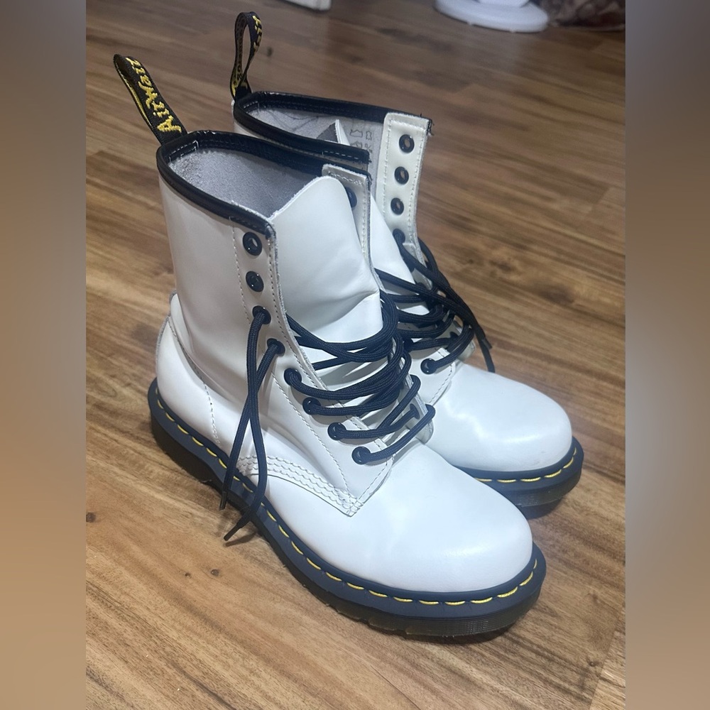 Dr. Martens White smooth leather boots